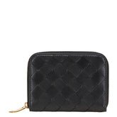 ボッテガヴェネタ イントレチャート コンパクト財布 ブラック レザー メンズ BOTTEGAVENETA 【中古】